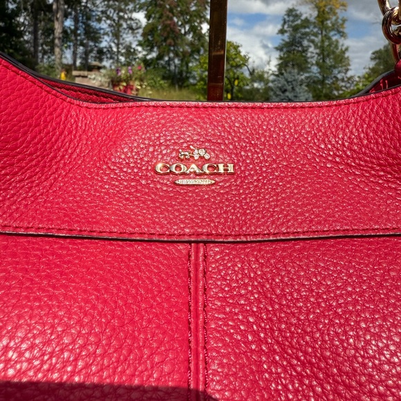 EUC! Coach Red Lexy Pebbled Leather Shoulder Bag - Picture 3 of 14